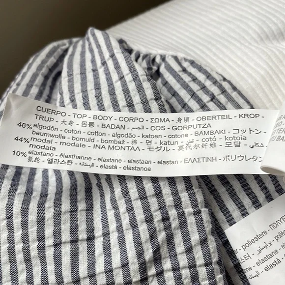 Zara top NWT blue and white striped sleeves size M - Picture 7 of 7